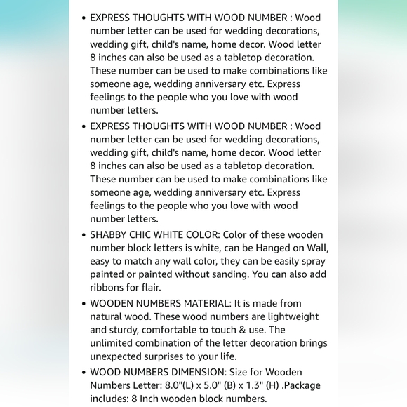 Decorative Wood Number 18 Standing and Hanging Wooden Number Block - Picture 4 of 6